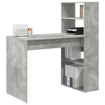 vidaXL Bureau Gris béton 113 x 54 x 120 cm Bois d'ingénierie
