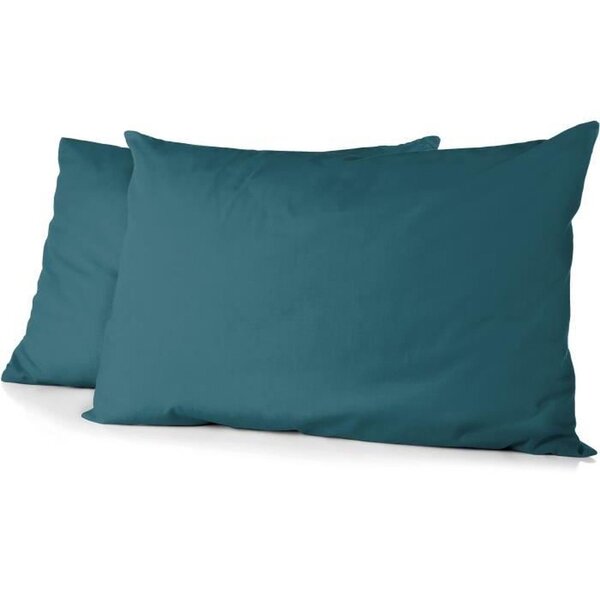 2 taies d'oreiller microfibre 82 g 50 x 70 cm - Bleu canard