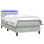 vidaXL Sommier à lattes de lit et matelas et LED gris clair 90x210 cm velours