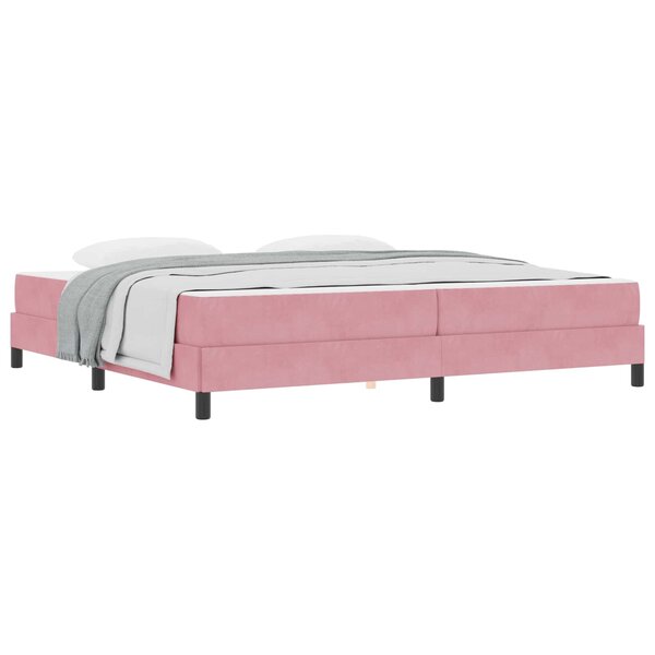 vidaXL Lit à ressorts avec matelas Rose 200 x 200 cm tissu