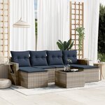 vidaXL Salon de jardin 7 Pièces avec coussins gris résine tressée