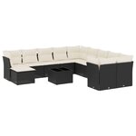 vidaXL Salon de jardin 12 Pièces avec coussins noir résine tressée