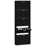vidaXL Armoire à chaussures Noir 59x17x169 cm Bois d'ingénierie