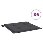 vidaXL Coussins de chaise de jardin lot de 6 anthracite 40x40x4 cm