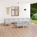 vidaXL Salon de jardin 10 Pièces Blanc Bois de pin massif