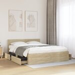 vidaXL Cadre de lit tête de lit sans matelas chêne sonoma 160x200 cm