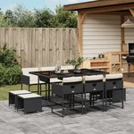 vidaXL Ensemble à manger de jardin 11 Pièces coussins noir résine tressée