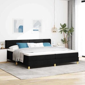 vidaXL Lit à ressorts avec matelas Noir 200 x 200 cm Polyester