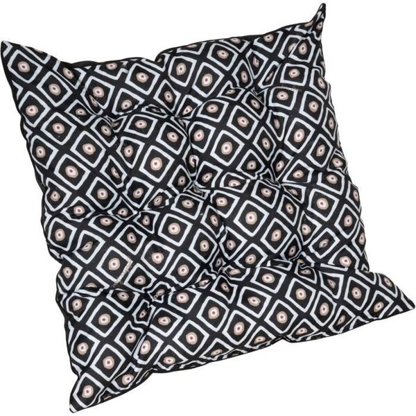 JARDIN PRIVE Assise matelas 9 Capitons Namibie - 46 x 46 x 6 cm - Noir