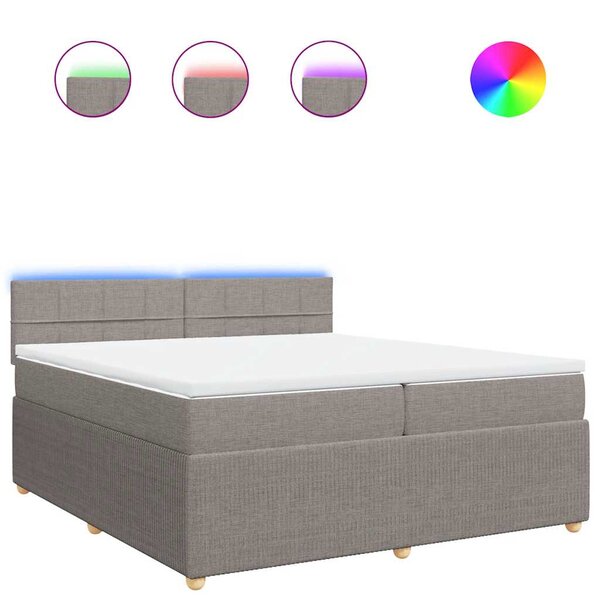 vidaXL Sommier à lattes de lit avec matelas Taupe 200x200 cm Tissu