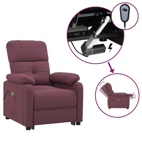 vidaXL Fauteuil électrique de massage Violet Tissu