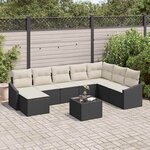 vidaXL Ensemble de canapé de jardin 9 Pièces Noir Poly rotin