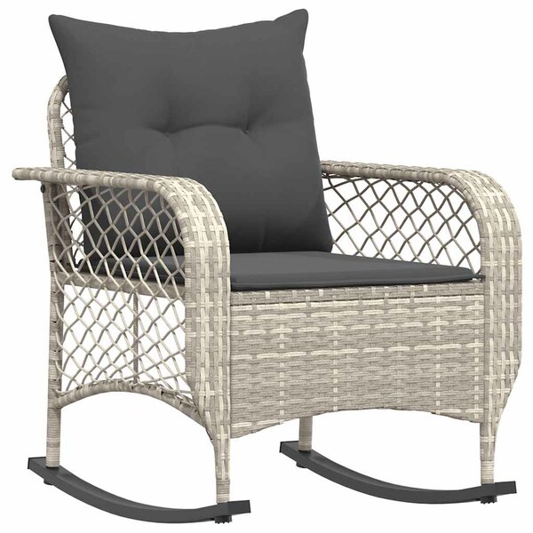 vidaXL Chaise à bascule de jardin avec coussins gris clair poly rotin