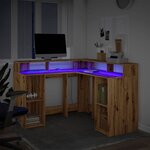 vidaXL Bureau avec lumières LED chêne artisanal bois d'ingénierie