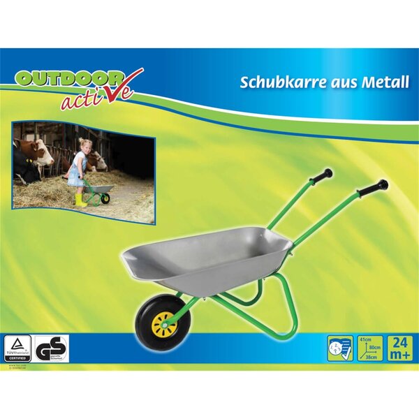 Outdoor Active 271955 - Brouette en métal  argent et vert