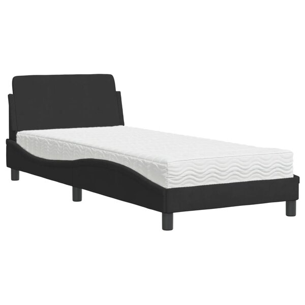 vidaXL Lit avec matelas noir 90x200 cm velours