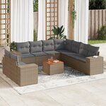 vidaXL Salon de jardin avec coussins 10 Pièces beige résine tressée