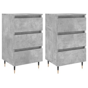 vidaXL Tables de chevet 2 Pièces gris béton 40x35x69 cm bois d’ingénierie