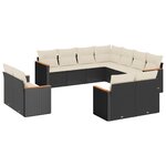 vidaXL Salon de jardin 11 Pièces avec coussins noir résine tressée