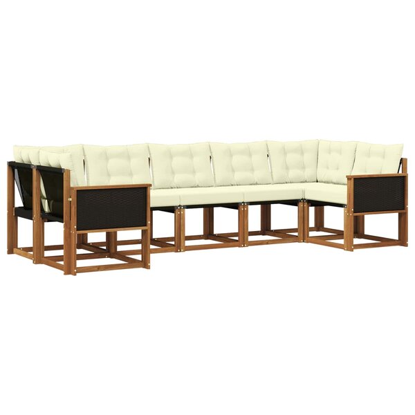 vidaXL Ensemble de canapés d'extérieur 7 pc Naturel et Crème