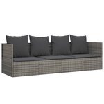 vidaXL Lit de salon d'extérieur avec coussins Gris Résine tressée