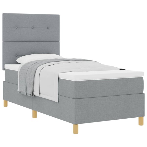 vidaXL Lit à ressorts avec matelas Gris clair 90 x 190 cm tissu
