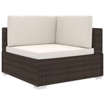 vidaXL Chaise d'angle 1 pc et coussins Résine tressée Marron