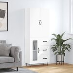 vidaXL Buffet haut Blanc 69 5x34x180 cm Bois d'ingénierie