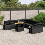 vidaXL Salon de jardin 11 Pièces avec coussins noir résine tressée