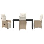 vidaXL Ensemble de salle à manger de jardin de 5 pièces avec coussins en Beige Poly Rattan