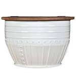 vidaXL Table basse Bois de récupération massif Blanc Forme de baril