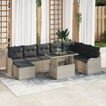 Ensemble de Canapés de Jardin de 9 Pièces avec Coussins Gris Clair Rattan Synthétique