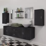 vidaXL Mobilier de salle de bain avec lavabo 9 Pièces Noir