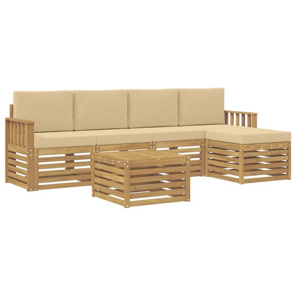 vidaXL Ensemble de canapés d'extérieur 6 pc Blanc et Beige Polyester