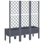 vidaXL Jardinière avec treillis gris 120x40x142 cm PP