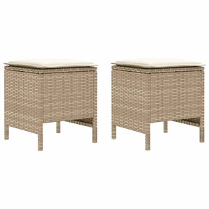 vidaXL Pouf de Jardin 2 Pièce Beige et crème 38 x 38 x 45 cm Rotin PE