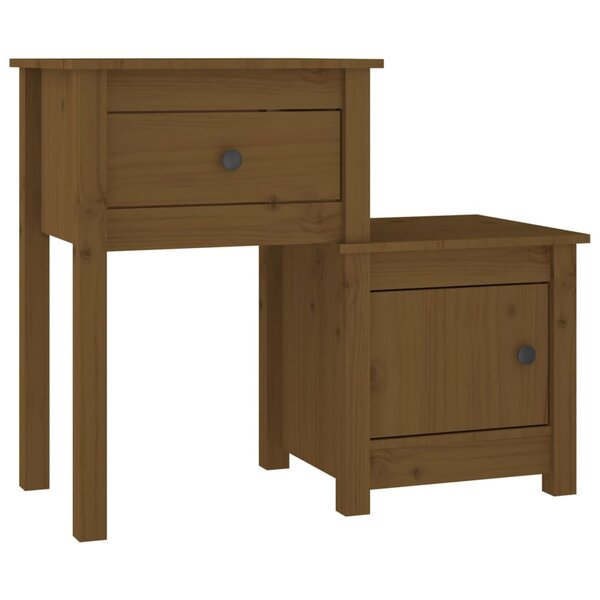 vidaXL Table de chevet Marron miel 79 5x38x65 5 cm Bois de pin massif