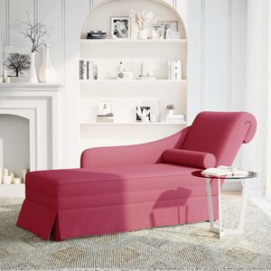 vidaXL Fauteuil long avec traversin et accoudoir droit rouge bordeaux