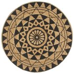vidaXL Tapis fait à la main Jute avec imprimé noir 120 cm