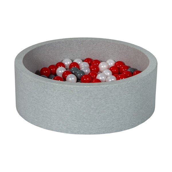 Piscine à balles Aire de jeu + 150 balles perle  rouge  gris
