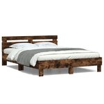 vidaXL Cadre de lit avec LED sans matelas chêne fumé 140x190 cm