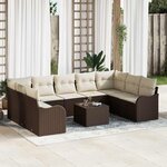 vidaXL Ensemble de canapé de jardin 10 Pièces Marron Poly rotin