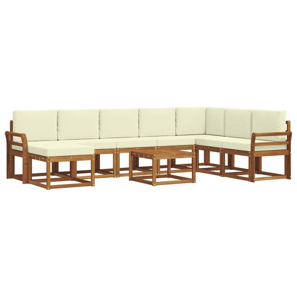 vidaXL Ensemble de canapés d'extérieur 9 pc Naturel et Crème