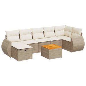 vidaXL Salon de jardin avec coussins 8 Pièces beige résine tressée
