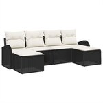 vidaXL Ensemble de canapé de jardin avec coussin 6 Pièces Noir Poly rotin
