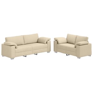 vidaXL Canapé 2 Pièces Crème 219 x 80 x 82 cm tissu