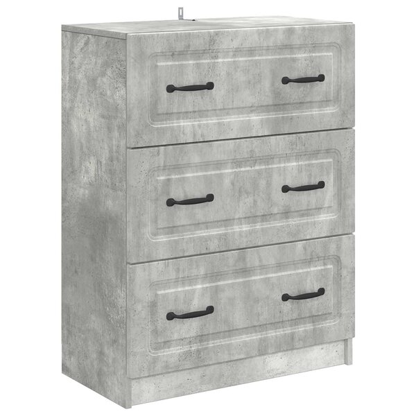 vidaXL Armoire à tiroirs Gris béton 66 x 34 5 x 87 cm