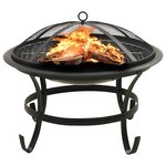 vidaXL Foyer et barbecue avec tisonnier 2 en 1 56x56x49 cm Acier