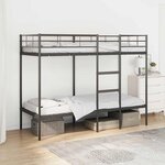 vidaXL Lit superposé sans matelas noir 75x190 cm acier