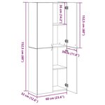 vidaXL Buffet en chêne noir - 60 x 32 x 153 cm - Bois d'ingénierie